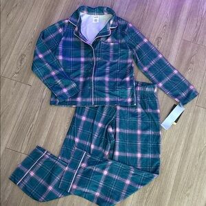 Art Class Plaid Pajama Set in Green and Pink